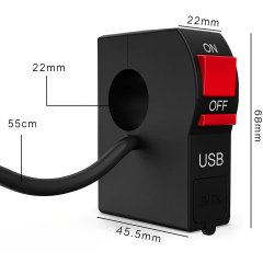 Motosıklet Usb Soketli Işıklı Far Açma Kapama Anahtarı