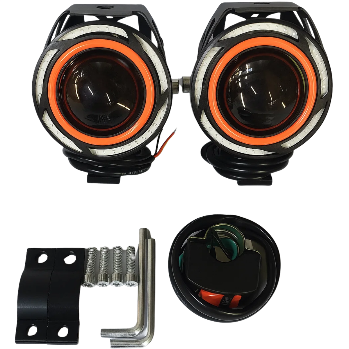 U7 Motorsiklet Sis Fari Mercekli Büyük Mavi Kırmız Encilli Işıklı